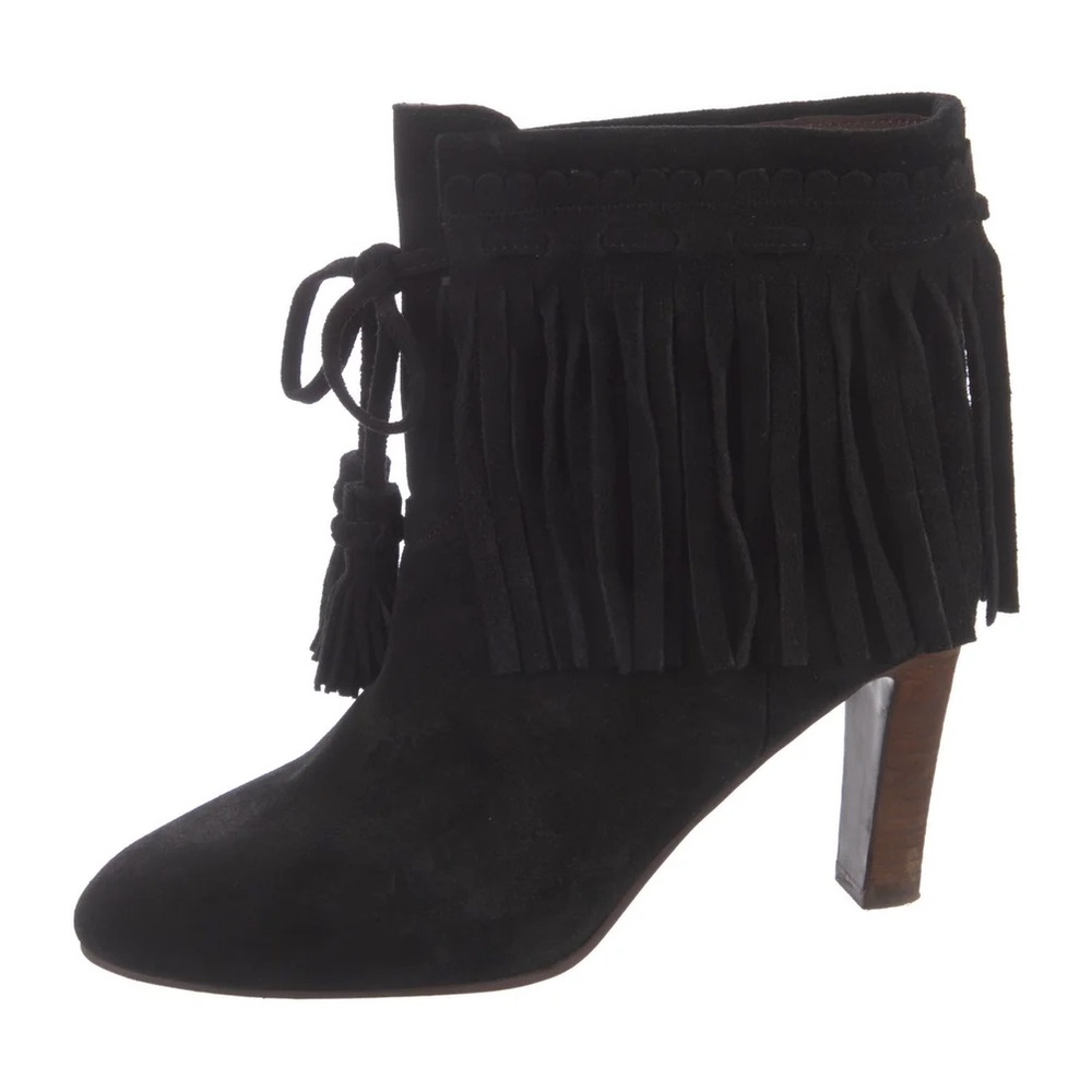 NEW! See by Chloé Black Suede Fringe Ankle Boots